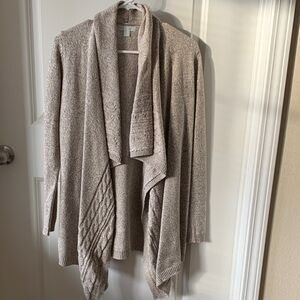 New York & Company Cream Draped Cardigan